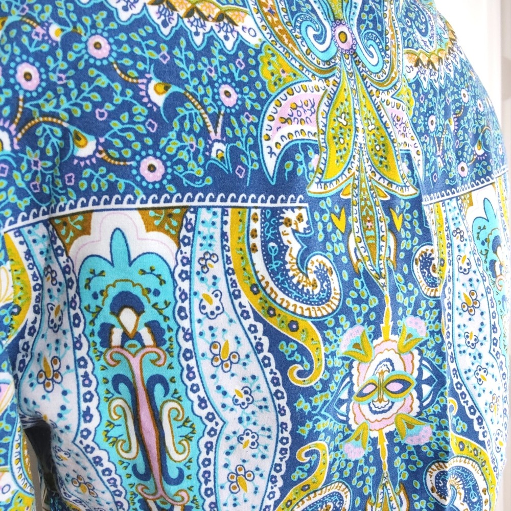 R. Vivimos Paisley Wrap Maxi Dress Blue Boho Resort Bell Sleeve M US 8/10 - Picture 4 of 7